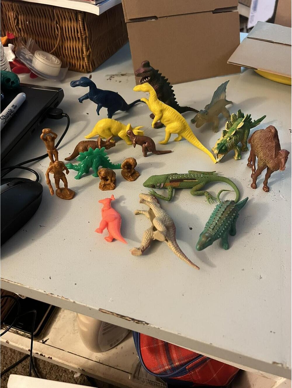 Set of Small Plastic Dinosaur and Animal Figurines